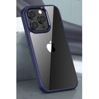 Чехол пластиковый для iPhone 14 Pro (синяя-рамка)